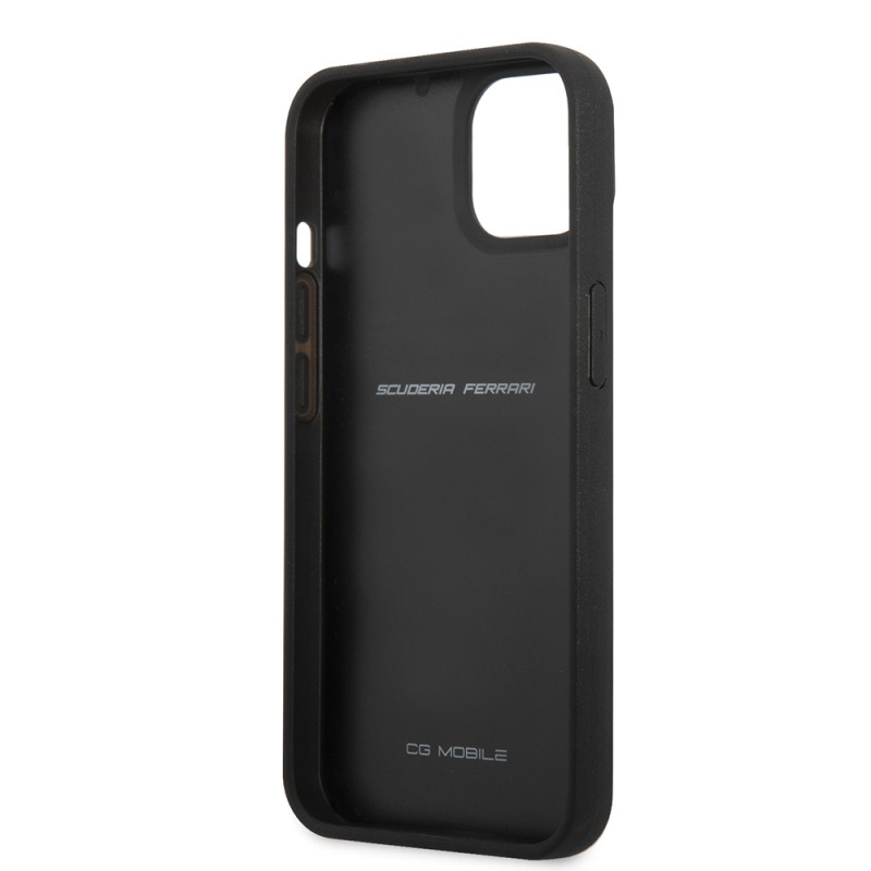 Apple iPhone 13 Mini Case Ferrari Original Licensed Classic Metal Logo Carbon Design Cover - 8