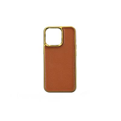 Apple iPhone 13 Mini Case Wiwu Genuine Leather Gold Calfskin Original Leather Cover - Wiwu