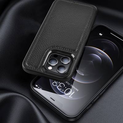 Apple iPhone 13 Mini Kılıf Wiwu Genuine Leather Plastic Calfskin Orjinal Deri Kapak - 7