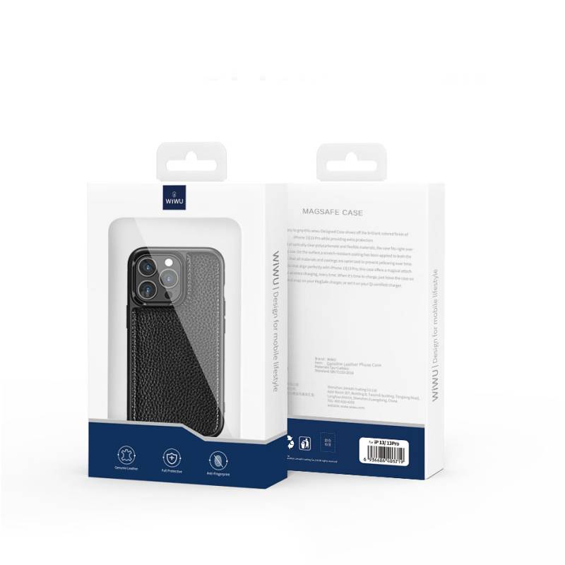 Apple iPhone 13 Mini Kılıf Wiwu Genuine Leather Plastic Calfskin Orjinal Deri Kapak - 9