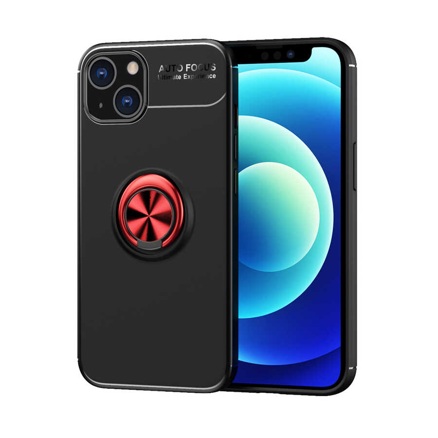 Apple iPhone 13 Mini Kılıf Zore Ravel Silikon Kapak - Siyah-Kırmızı
