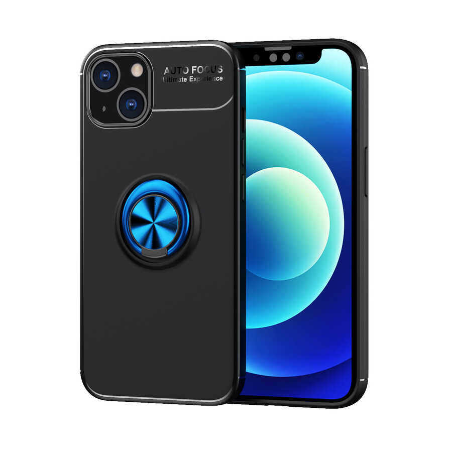 Apple iPhone 13 Mini Kılıf Zore Ravel Silikon Kapak - Siyah-Mavi