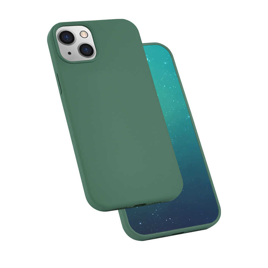 Apple iPhone 13 Mini Kılıf Zore Silk Silikon - Koyu Yeşil