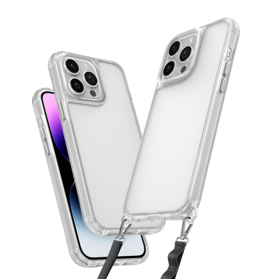 Apple iPhone 13 Pro Airbag Case with Attachable Strap Zore Snap Silicone Cover - Zore