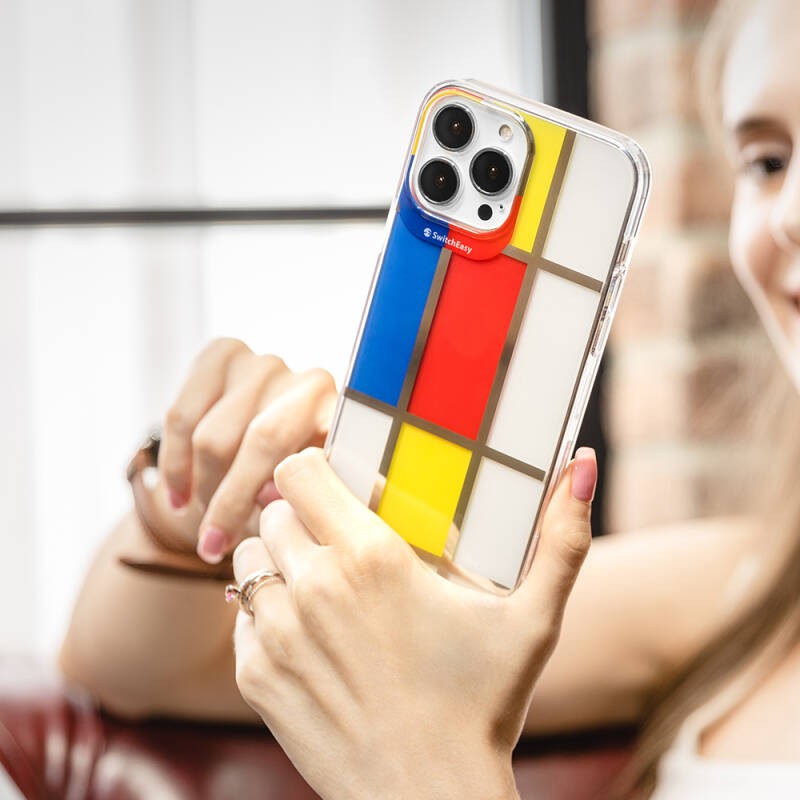 Apple iPhone 13 Pro Kılıf Çift IMD Baskılı Lisanslı Switcheasy Artist Mondrian Kapak - 9