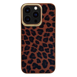 Apple iPhone 13 Pro Kılıf Kajsa Glamorous Serisi Leopard Combo Kapak - Kajsa