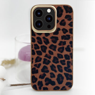 Apple iPhone 13 Pro Kılıf Kajsa Glamorous Serisi Leopard Combo Kapak