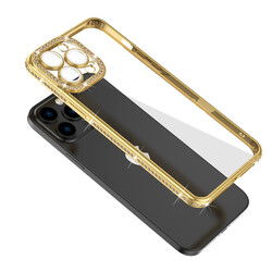 Apple iPhone 13 Pro Kılıf Kamera Korumalı Taşlı Zore Mina Kapak - Thumbnail