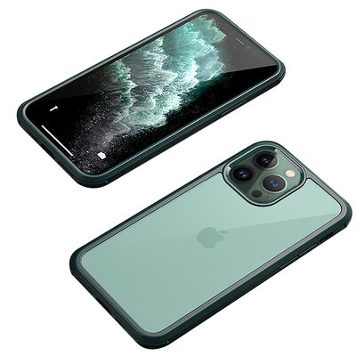 Apple iPhone 13 Pro Kılıf Zore Dor Silikon Temperli Cam Kapak
