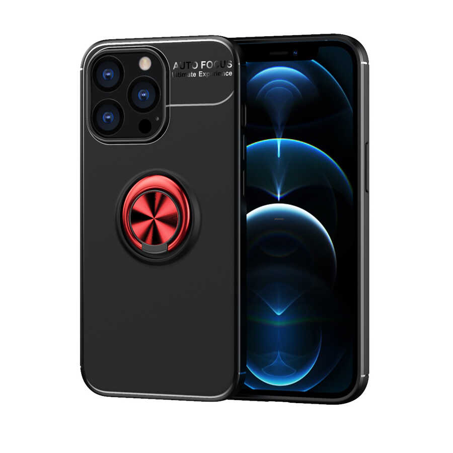 Apple iPhone 13 Pro Kılıf Zore Ravel Silikon Kapak - Siyah-Kırmızı
