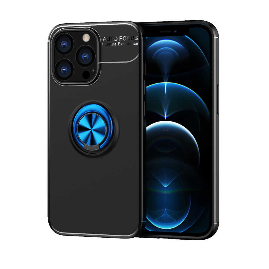 Apple iPhone 13 Pro Kılıf Zore Ravel Silikon Kapak - Siyah-Mavi