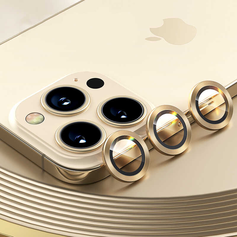 Apple iPhone 13 Pro Max Benks New KR Kamera Lens Koruyucu - Gold