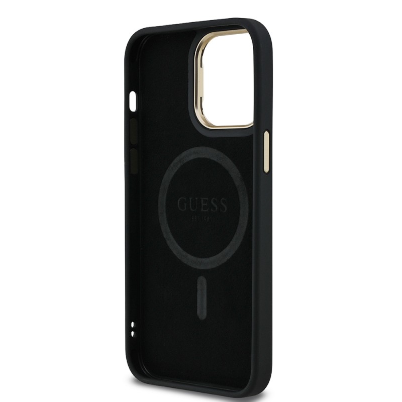Apple iPhone 13 Pro Max Case Guess Original Licensed PU Leather Stone Triangle Logo 4G Patterned Camera Stand Cover - 10