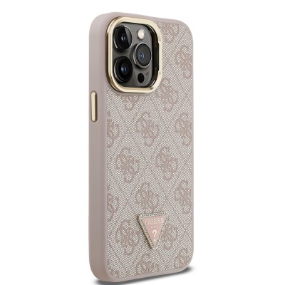 Apple iPhone 13 Pro Max Case Guess Original Licensed PU Leather Stone Triangle Logo 4G Patterned Camera Stand Cover - 14