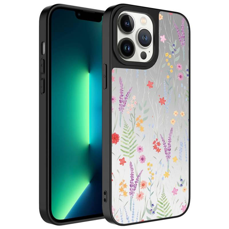Apple iPhone 13 Pro Max Case Mirror Patterned Camera Protected Glossy Zore Mirror Cover - 9