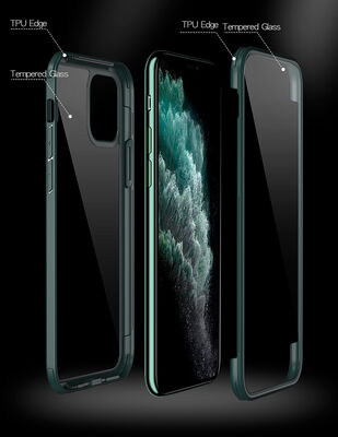 Apple iPhone 13 Pro Max Kılıf Zore Dor Silikon Temperli Cam Kapak