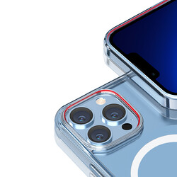 Apple iPhone 13 Pro Max Wiwu Magsafe Şarj Özellikli Lens Korumalı Şeffaf Silikon Kapak - Thumbnail