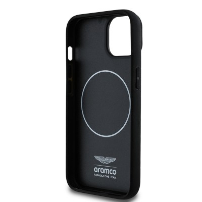 Apple iPhone 14 Case Aston Martin Original Licensed Magsafe Charging Feature Colorful Ring and Carbon Fiber Design Cover - 7