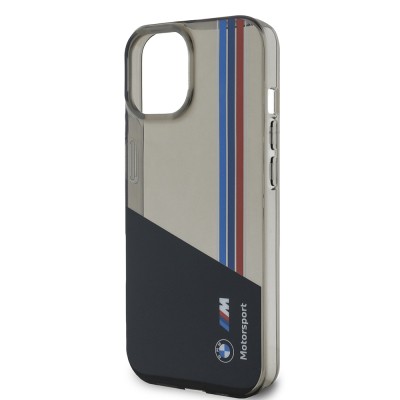 Apple iPhone 14 Case BMW Original Licensed Semi-Transparent M Design Striped Cover - 7