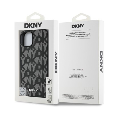 Apple iPhone 14 Case DKNY Original Licensed Magsafe Charging Feature 3D Written Grid Pattern Cover - 10
