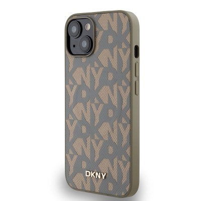 Apple iPhone 14 Case DKNY Original Licensed Magsafe Charging Feature 3D Written Grid Pattern Cover - 11
