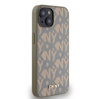 Apple iPhone 14 Case DKNY Original Licensed Magsafe Charging Feature 3D Written Grid Pattern Cover - 13