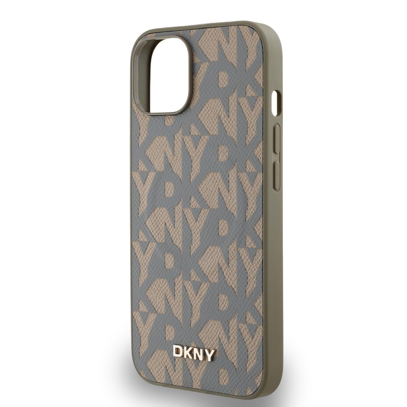 Apple iPhone 14 Case DKNY Original Licensed Magsafe Charging Feature 3D Written Grid Pattern Cover - 15