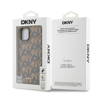 Apple iPhone 14 Case DKNY Original Licensed Magsafe Charging Feature 3D Written Grid Pattern Cover - 17