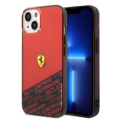 Apple iPhone 14 Case Ferrari Original License Transparent Bottom Part Printed Design Cover - Ferrari