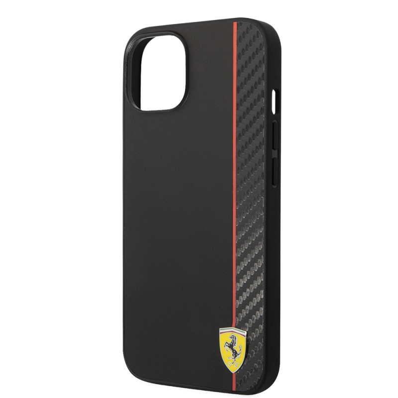 Apple iPhone 14 Case Ferrari Original Licensed Magsafe Charging Featured Pu Leather and Carbon Stripe Design Cover - 15