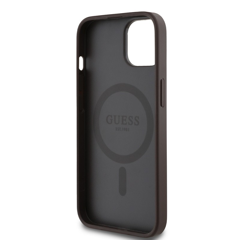 Apple iPhone 14 Case Guess Original Licensed Magsafe Charging Feature Circle Classic Cover With Text Logo - 9