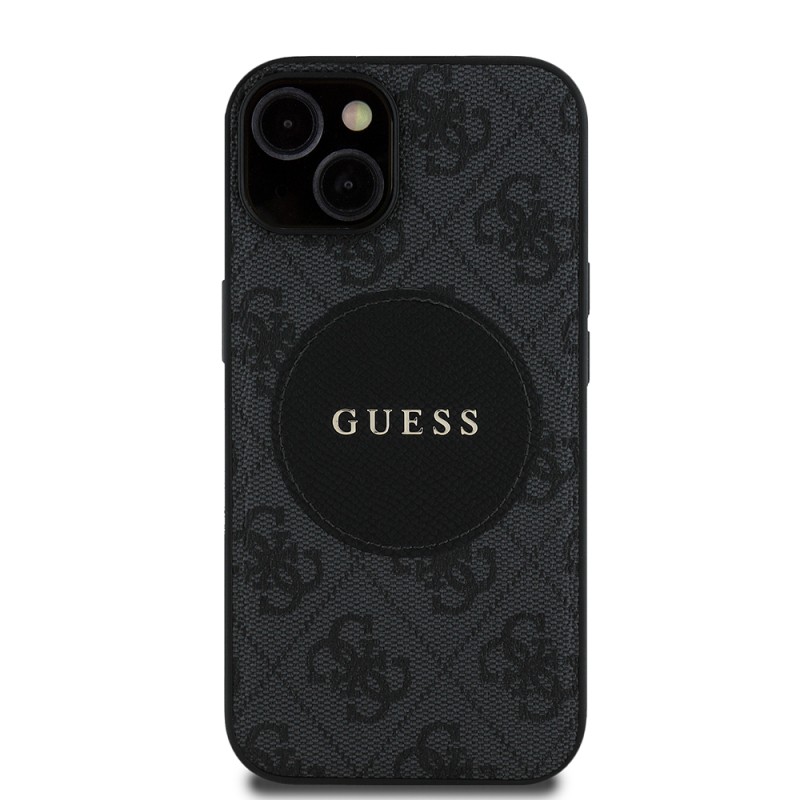 Apple iPhone 14 Case Guess Original Licensed Magsafe Charging Feature Circle Classic Cover With Text Logo - 1