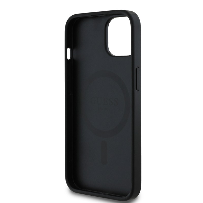 Apple iPhone 14 Case Guess Original Licensed Magsafe Charging Feature Circle Classic Cover With Text Logo - 16