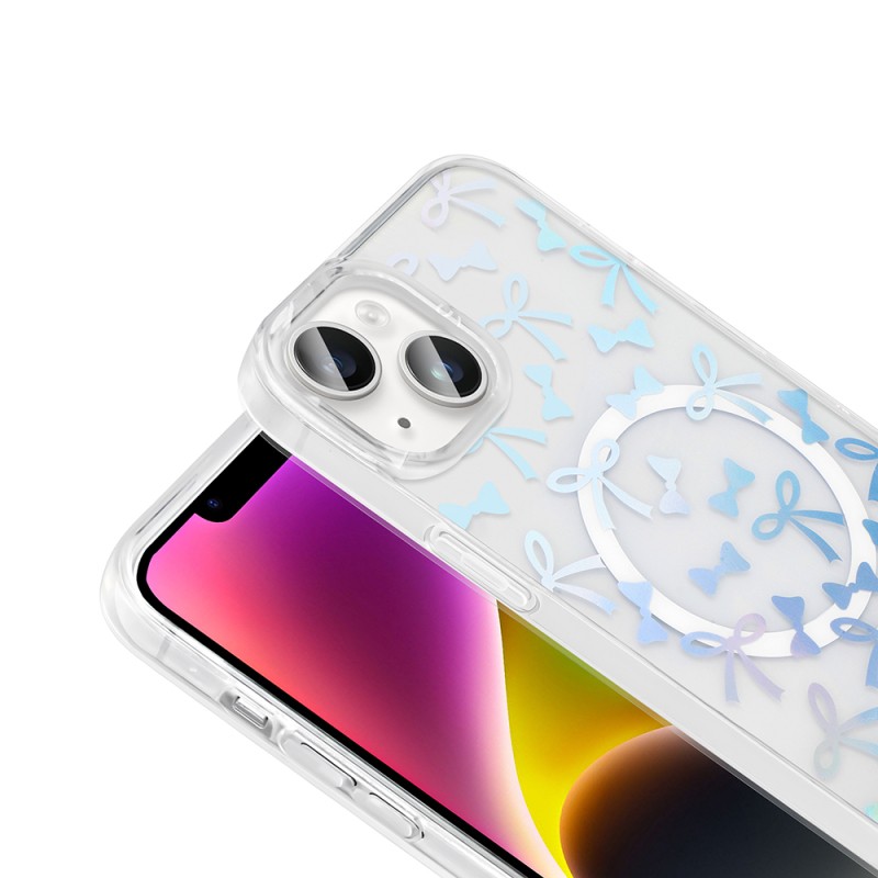 Apple iPhone 14 Case M-Safe Charging Transparent Zore Folk Hard Cover - 12