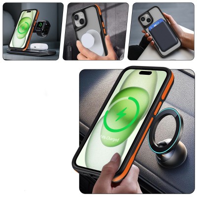Apple iPhone 14 Case Magsafe Charging Feature Colored Edge Airbag Strip Zore Lamer Cover - 11