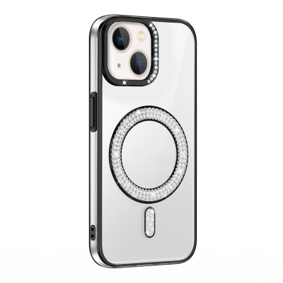 Apple iPhone 14 Case Magsafe Charging Feature Diamond Stone Design Zore Karetta Silicone Cover - Zore