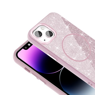 Apple iPhone 14 Case Magsafe Shining Glitter Zore Okso Cover with Charging Feature - 5