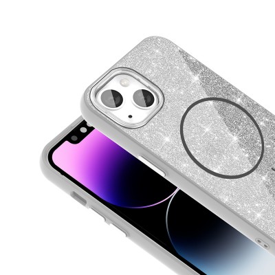 Apple iPhone 14 Case Magsafe Shining Glitter Zore Okso Cover with Charging Feature - 14