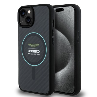Apple iPhone 14 Kılıf Aston Martin Orjinal Lisanslı M-safe Şarj Özellikli Renkli Halka ve Karbon Fiber Tasarımlı Kapak - 8