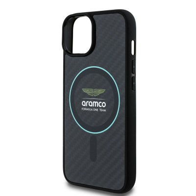 Apple iPhone 14 Kılıf Aston Martin Orjinal Lisanslı M-safe Şarj Özellikli Renkli Halka ve Karbon Fiber Tasarımlı Kapak - 6