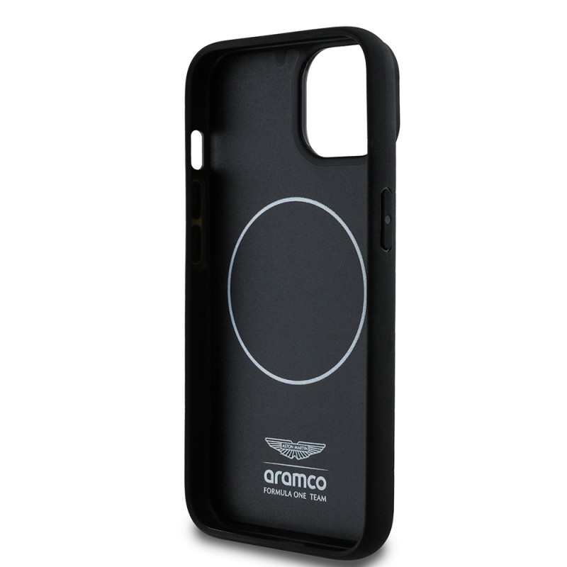 Apple iPhone 14 Kılıf Aston Martin Orjinal Lisanslı M-safe Şarj Özellikli Renkli Halka ve Karbon Fiber Tasarımlı Kapak - 7
