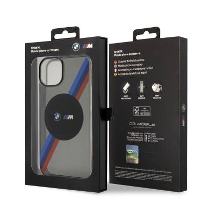 Apple iPhone 14 Kılıf BMW M-safe Şarj Özellikli Transparan 3 Renkli Şerit Dizayn Kapak - 4