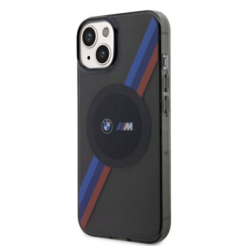 Apple iPhone 14 Kılıf BMW M-safe Şarj Özellikli Transparan 3 Renkli Şerit Dizayn Kapak - 5