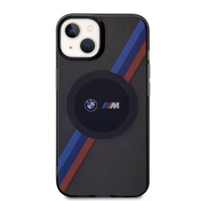 Apple iPhone 14 Kılıf BMW M-safe Şarj Özellikli Transparan 3 Renkli Şerit Dizayn Kapak - 6