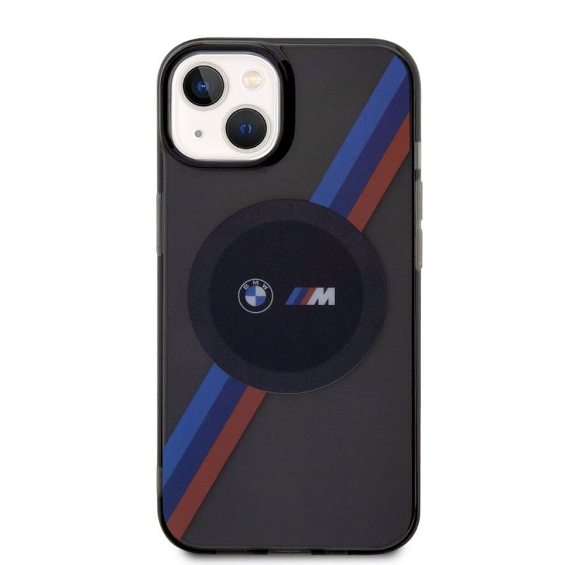 Apple iPhone 14 Kılıf BMW M-safe Şarj Özellikli Transparan 3 Renkli Şerit Dizayn Kapak - 6