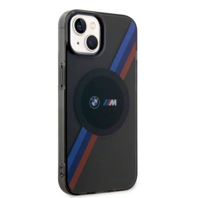 Apple iPhone 14 Kılıf BMW M-safe Şarj Özellikli Transparan 3 Renkli Şerit Dizayn Kapak - 8