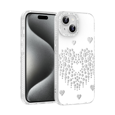 Apple iPhone 14 Kılıf Damla Taşlı Zore Rivas Sert PC Kapak - Zore