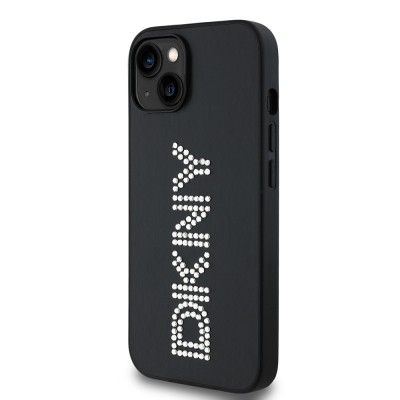 Apple iPhone 14 Kılıf DKNY Orjinal Lisanslı Taşlı DKNY Yazılı Metalik Rhinestones PU Deri Kapak - 5