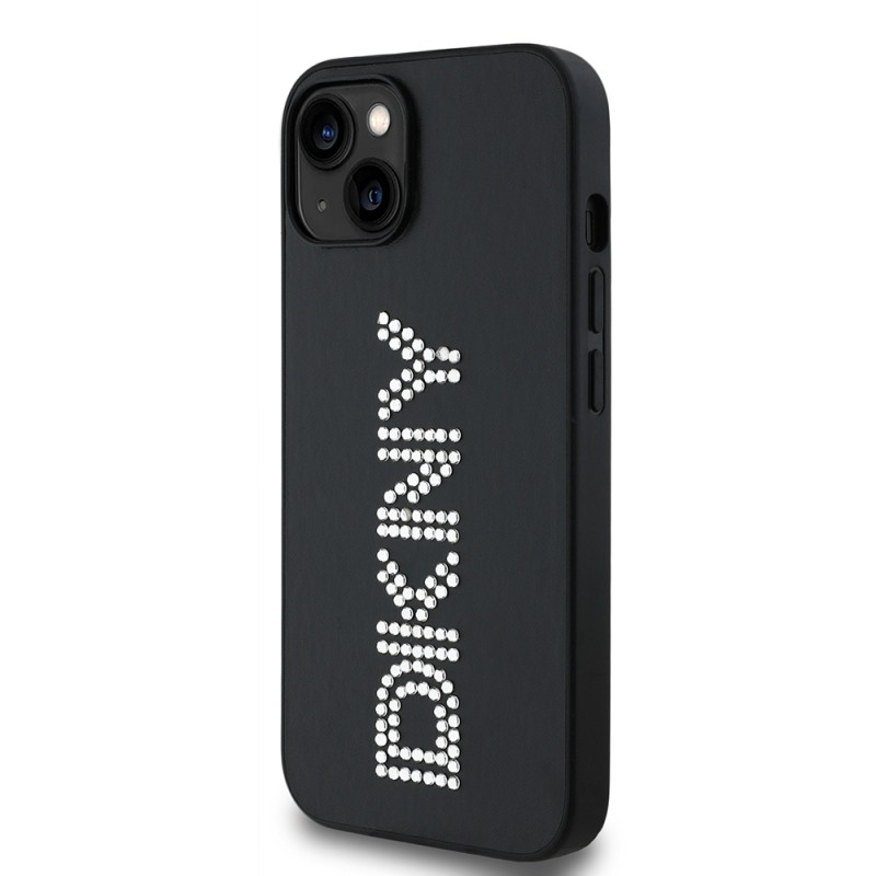 Apple iPhone 14 Kılıf DKNY Orjinal Lisanslı Taşlı DKNY Yazılı Metalik Rhinestones PU Deri Kapak - 5