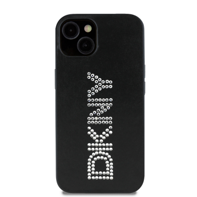 Apple iPhone 14 Kılıf DKNY Orjinal Lisanslı Taşlı DKNY Yazılı Metalik Rhinestones PU Deri Kapak - DKNY